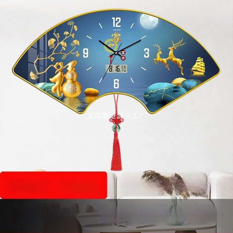 Nappali falióra hőmérséklet kijelzővel, ventillátor alakú dizájn, kvarc működés, fa tárcsa