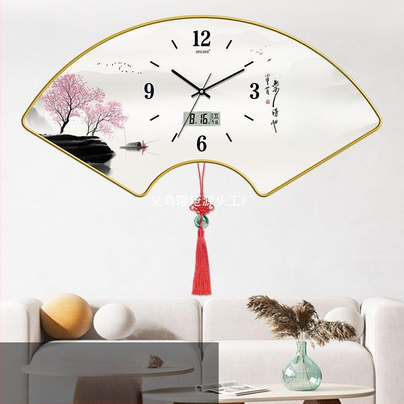 Nappali falióra hőmérséklet kijelzővel, ventillátor alakú dizájn, kvarc működés, fa tárcsa