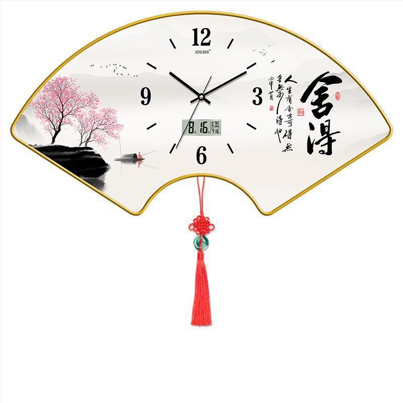 Nappali falióra hőmérséklet kijelzővel, ventillátor alakú dizájn, kvarc működés, fa tárcsa