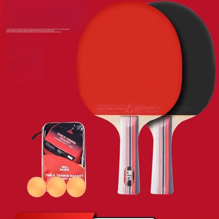 Σετ ρακέτες επιτραπέζιας αντισφαίρισης για αρχάριους – Shakehand και Penhold, ανθρακοϊνών κεφάλι, λάστιχο με θετική κόλλα, 2 τεμάχια