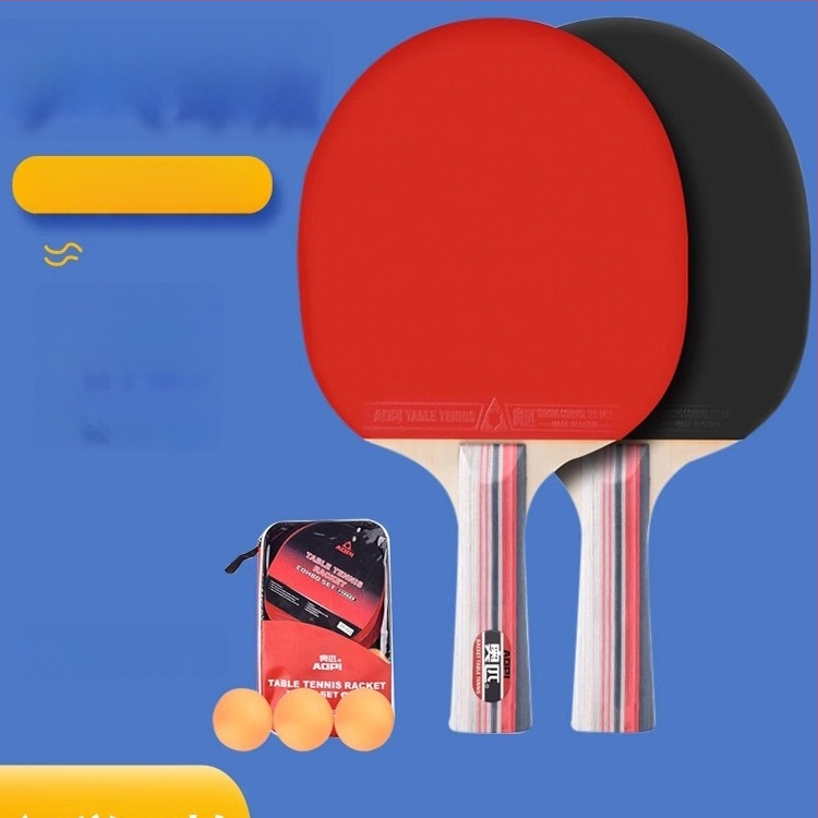 Σετ ρακέτες επιτραπέζιας αντισφαίρισης για αρχάριους – Shakehand και Penhold, ανθρακοϊνών κεφάλι, λάστιχο με θετική κόλλα, 2 τεμάχια