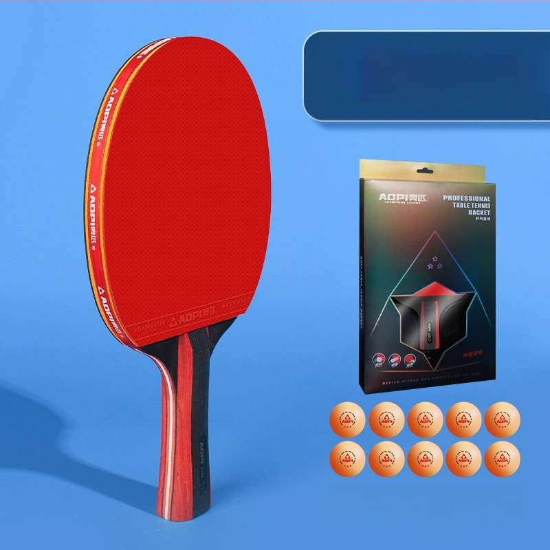 Σετ ρακέτες επιτραπέζιας αντισφαίρισης για αρχάριους – Shakehand και Penhold, ανθρακοϊνών κεφάλι, λάστιχο με θετική κόλλα, 2 τεμάχια