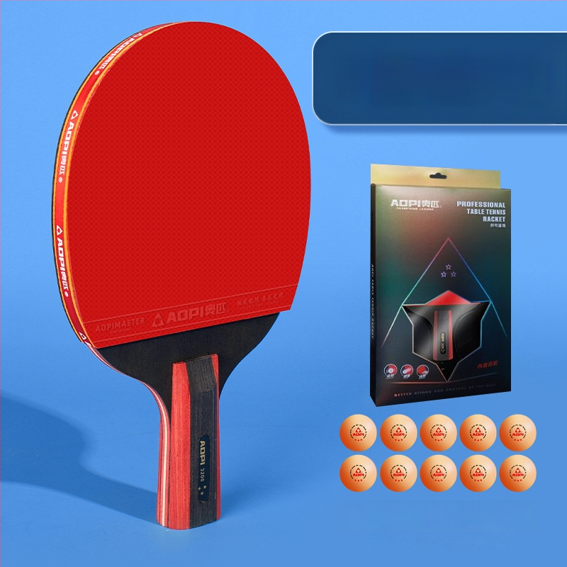 Σετ ρακέτες επιτραπέζιας αντισφαίρισης για αρχάριους – Shakehand και Penhold, ανθρακοϊνών κεφάλι, λάστιχο με θετική κόλλα, 2 τεμάχια