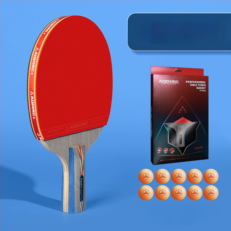 Σετ ρακέτες επιτραπέζιας αντισφαίρισης για αρχάριους – Shakehand και Penhold, ανθρακοϊνών κεφάλι, λάστιχο με θετική κόλλα, 2 τεμάχια