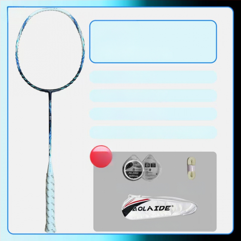 Badmintono raketė su plieno rėmu, nailono siūlai, suaugusiems tinkama, kitiems kamuolių žaidimams