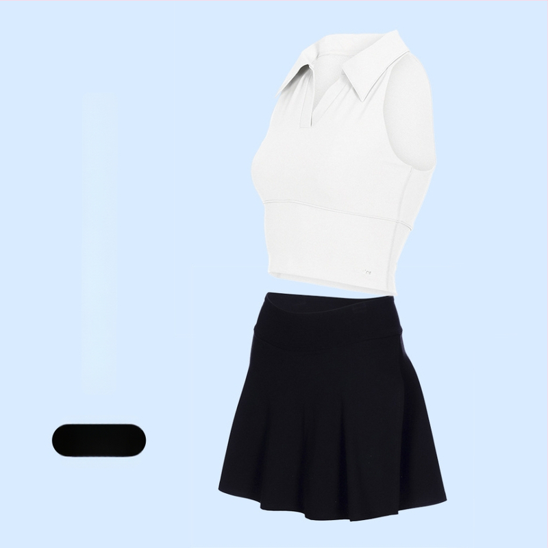 Γυναικείος Τένις και Γυμναστικής Κοστούμι με Γιακά Πόλο, Αμάνικο, Σορτς, Αποσπώμενη Επένδυση, Γρήγορο Στέγνωμα