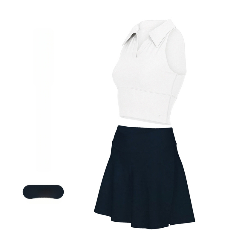 Γυναικείος Τένις και Γυμναστικής Κοστούμι με Γιακά Πόλο, Αμάνικο, Σορτς, Αποσπώμενη Επένδυση, Γρήγορο Στέγνωμα