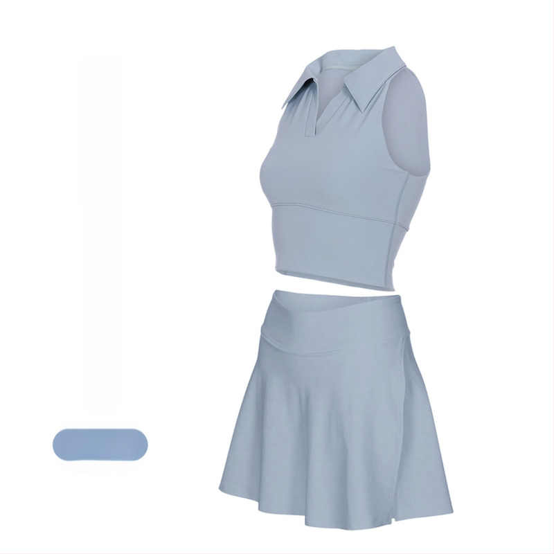 Γυναικείος Τένις και Γυμναστικής Κοστούμι με Γιακά Πόλο, Αμάνικο, Σορτς, Αποσπώμενη Επένδυση, Γρήγορο Στέγνωμα