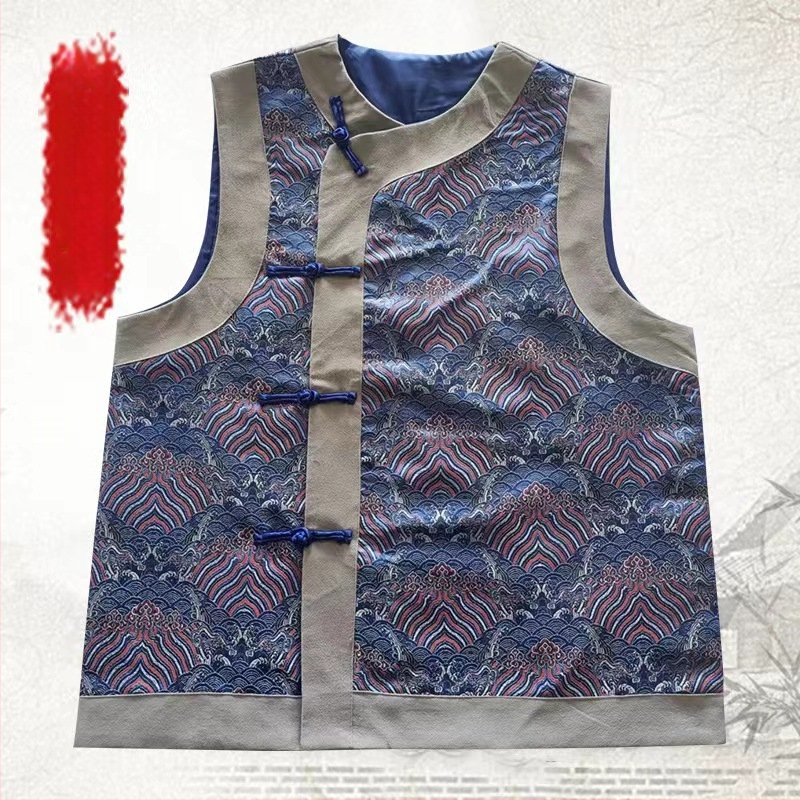 Мъжки безръкав жилет, прав крой, без яка, едноредков, четири сезона
