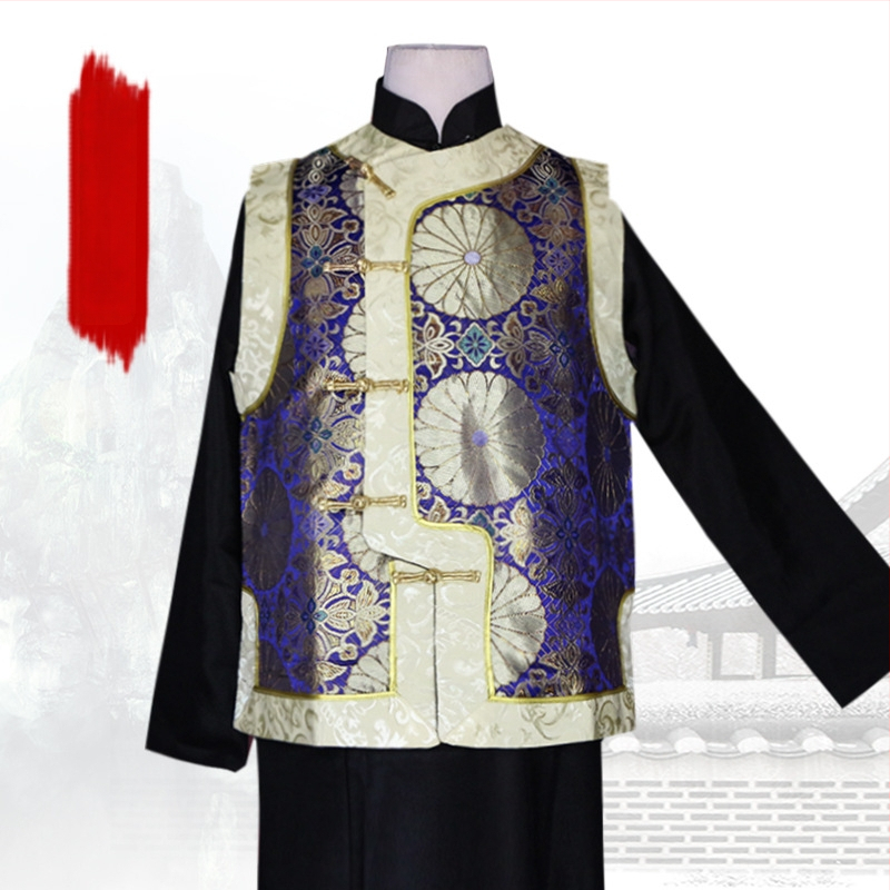 Мъжки безръкав жилет, прав крой, без яка, едноредков, четири сезона