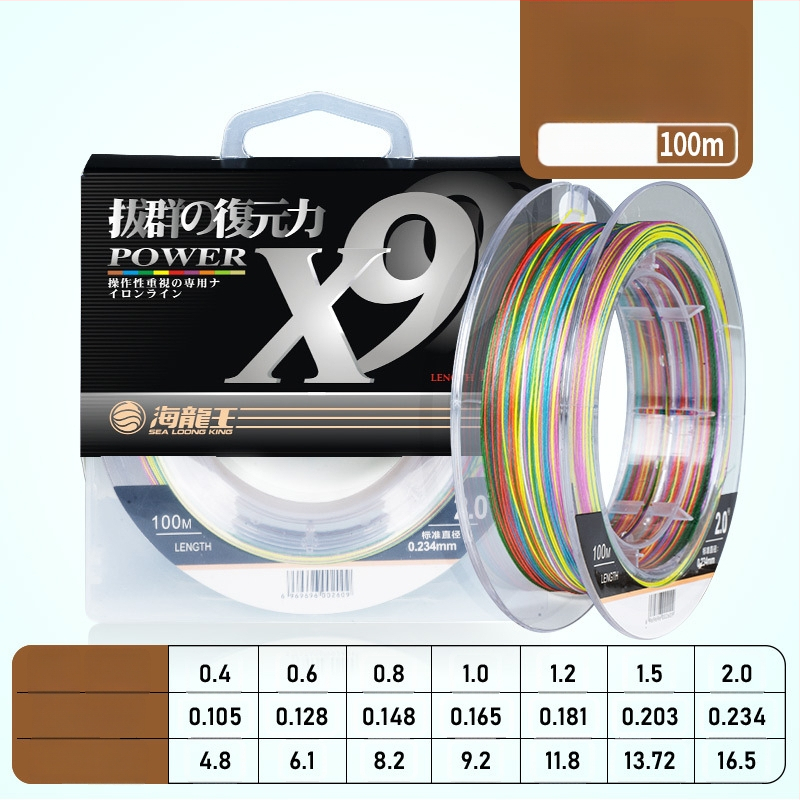 Pagrindinė žvejybos linija Sea Dragon King, PE medžiaga, 8‑gijų ilgi metimai, didelis atsparumas