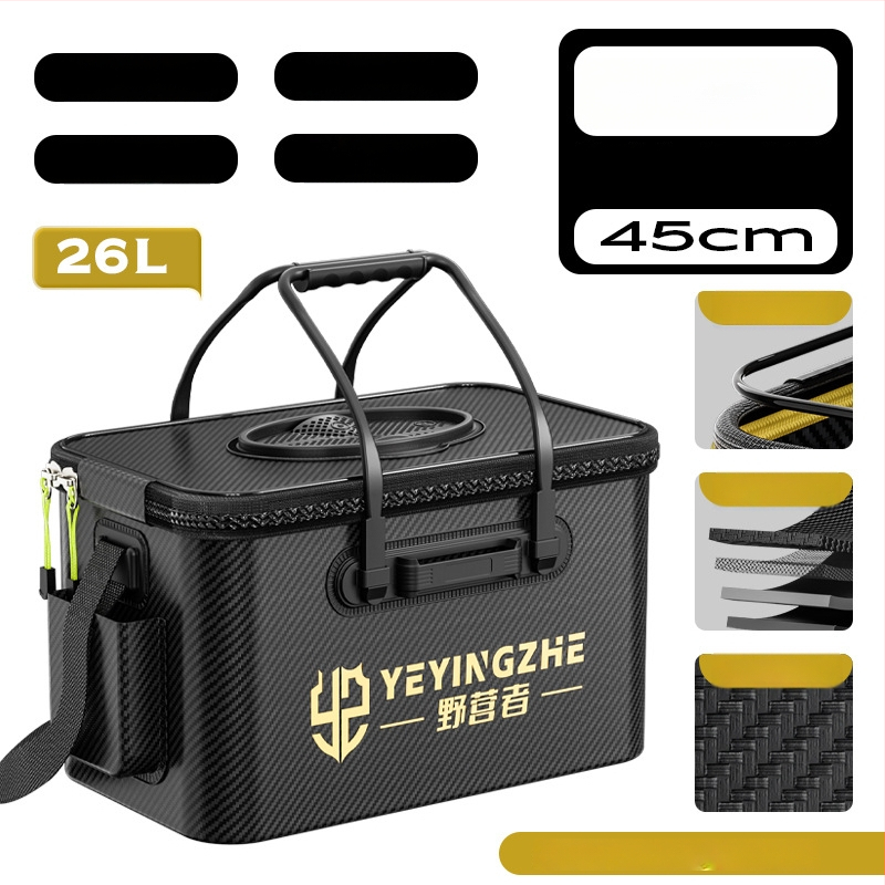 Kämpingu jaoks elavate kalade ämber süsiniku mustriga, kokkukäiv ja tugevdud konstruktsioon, kalade kaitse, mitmekülgne kalastus kast — EVA materjal