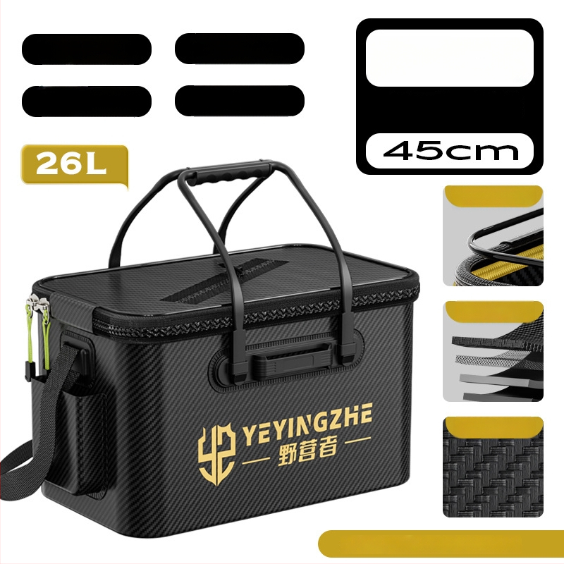 Kämpingu jaoks elavate kalade ämber süsiniku mustriga, kokkukäiv ja tugevdud konstruktsioon, kalade kaitse, mitmekülgne kalastus kast — EVA materjal