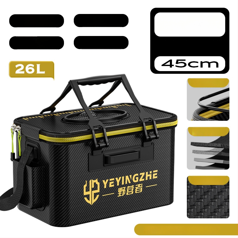 Kämpingu jaoks elavate kalade ämber süsiniku mustriga, kokkukäiv ja tugevdud konstruktsioon, kalade kaitse, mitmekülgne kalastus kast — EVA materjal