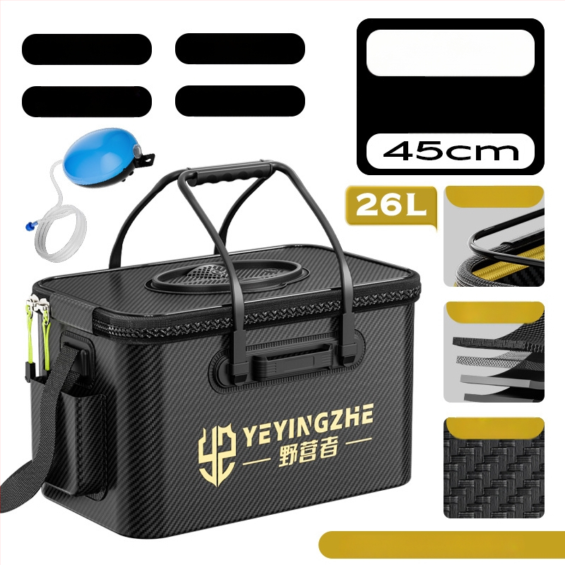 Kämpingu jaoks elavate kalade ämber süsiniku mustriga, kokkukäiv ja tugevdud konstruktsioon, kalade kaitse, mitmekülgne kalastus kast — EVA materjal