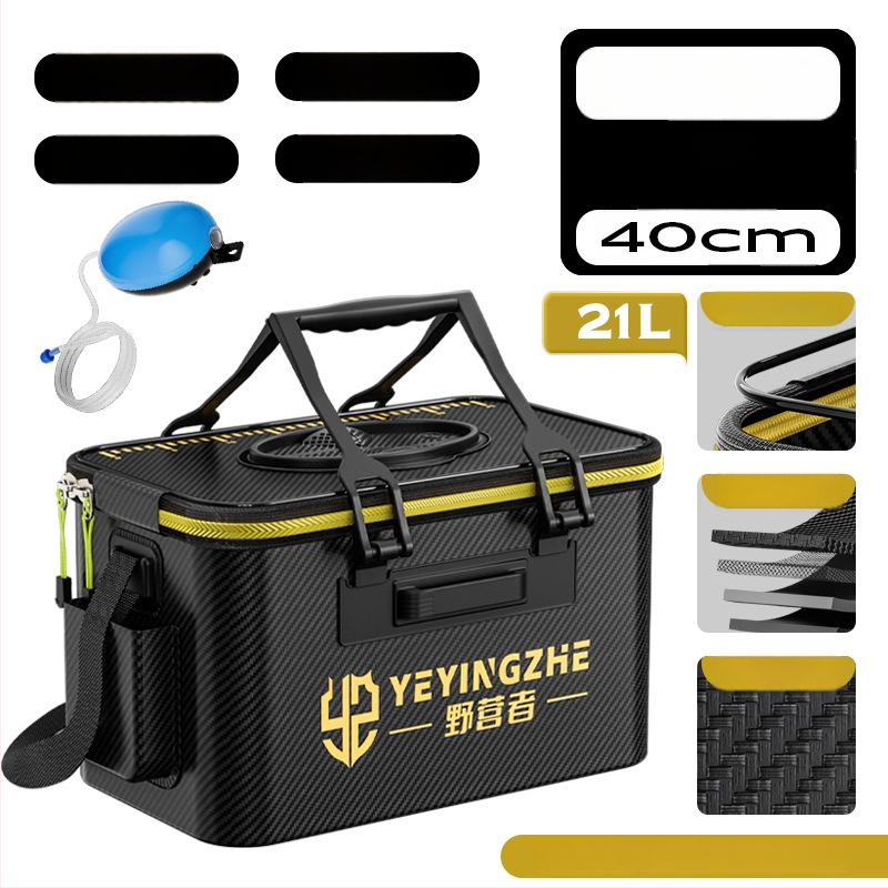 Kämpingu jaoks elavate kalade ämber süsiniku mustriga, kokkukäiv ja tugevdud konstruktsioon, kalade kaitse, mitmekülgne kalastus kast — EVA materjal