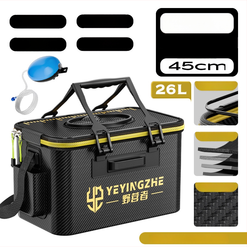 Kämpingu jaoks elavate kalade ämber süsiniku mustriga, kokkukäiv ja tugevdud konstruktsioon, kalade kaitse, mitmekülgne kalastus kast — EVA materjal