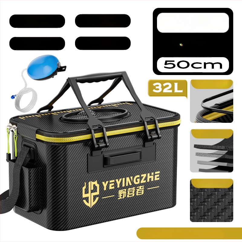 Kämpingu jaoks elavate kalade ämber süsiniku mustriga, kokkukäiv ja tugevdud konstruktsioon, kalade kaitse, mitmekülgne kalastus kast — EVA materjal