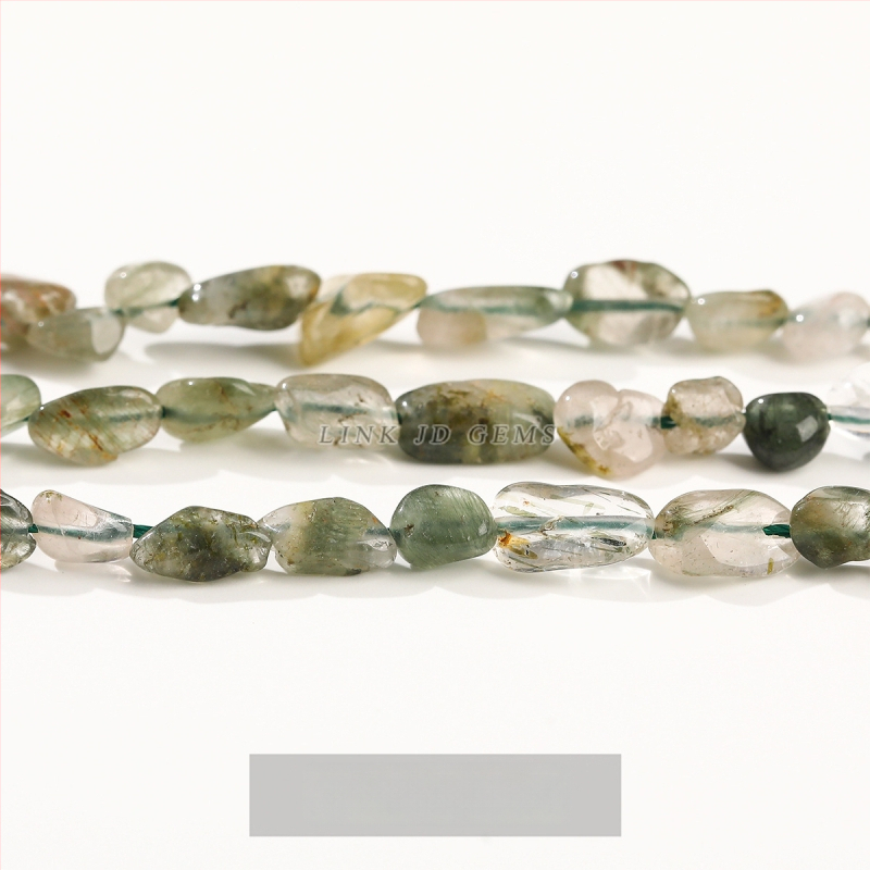 DIY κρυστάλλινες χάντρες — ακανόνιστες χάντρες από φυσικούς λίθους (ροζ χαλαζίας, αμέθιστος) για κοσμήματα