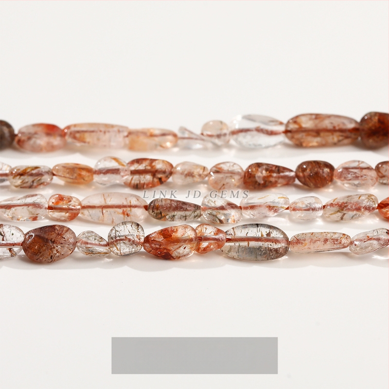 DIY κρυστάλλινες χάντρες — ακανόνιστες χάντρες από φυσικούς λίθους (ροζ χαλαζίας, αμέθιστος) για κοσμήματα