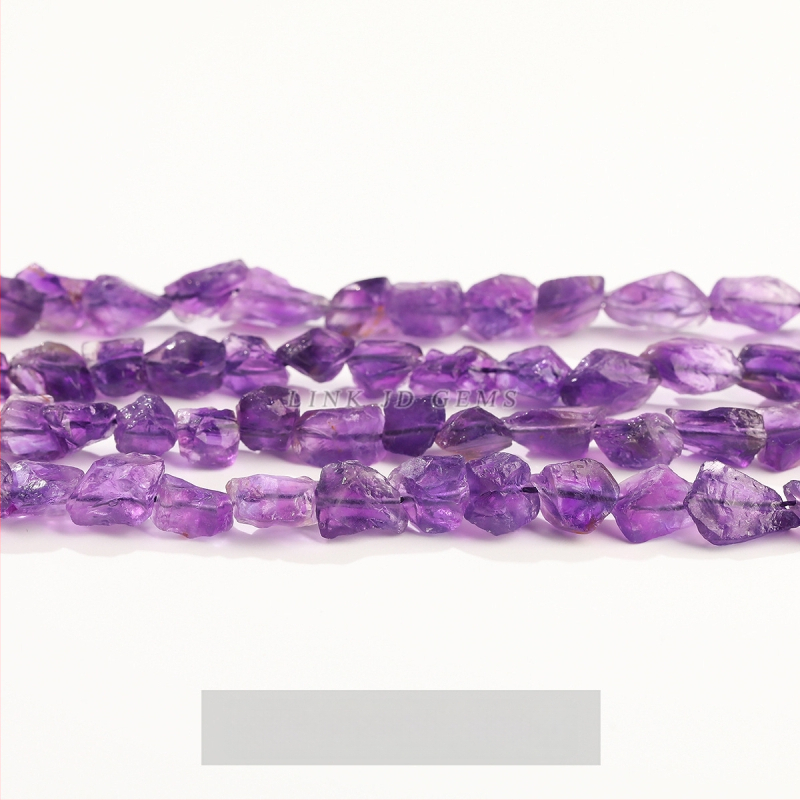 DIY κρυστάλλινες χάντρες — ακανόνιστες χάντρες από φυσικούς λίθους (ροζ χαλαζίας, αμέθιστος) για κοσμήματα