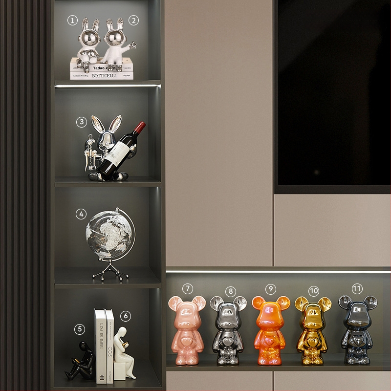 Gyvūnų dekoratyvinių figūrėlių rinkinys vyno spintai ir svetainei - keraminių dervų, lengvas prabangos stilius, Seashell Sea ženklas