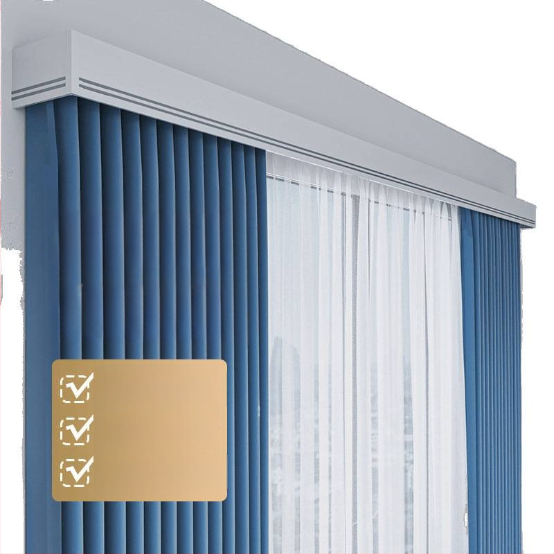 Kutija za zavjese s integriranom tračnicom, aluminijska legura, prilagodljiva, montaža na vrhu i sa strane, tiha, moderni minimalistički stil