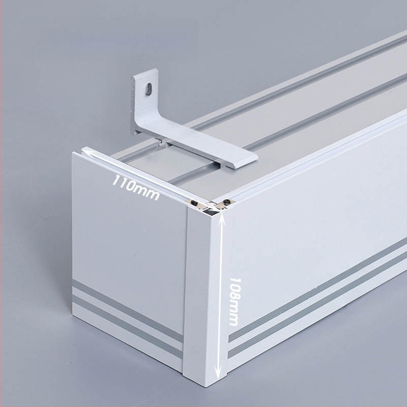 Kutija za zavjese s integriranom tračnicom, aluminijska legura, prilagodljiva, montaža na vrhu i sa strane, tiha, moderni minimalistički stil