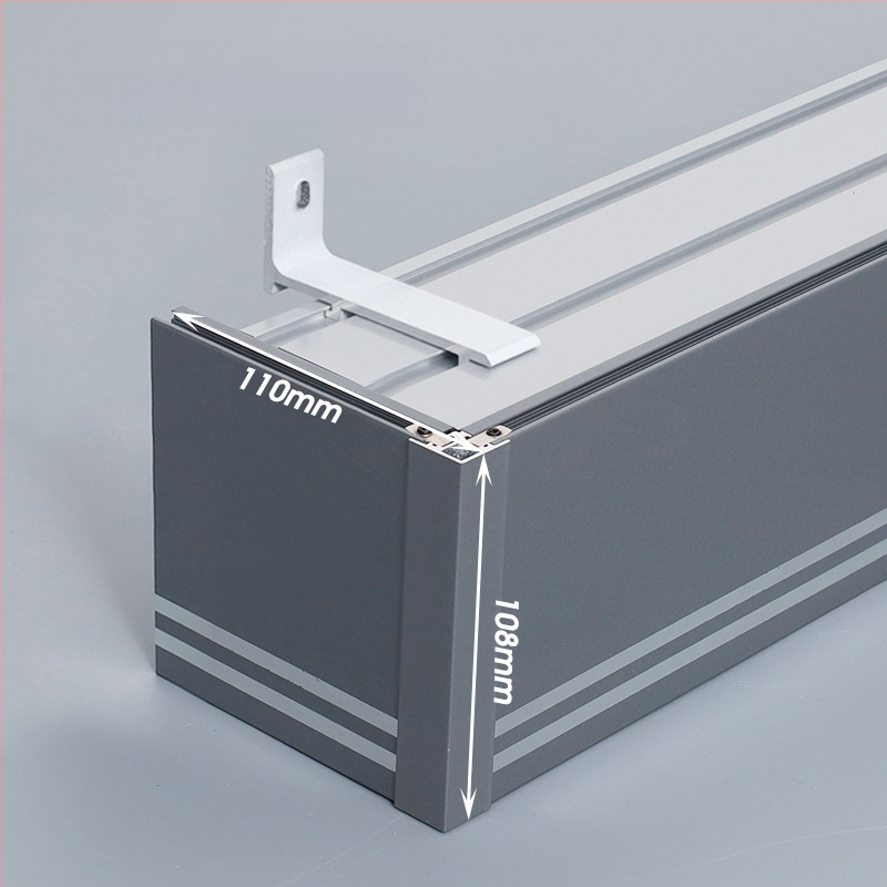 Kutija za zavjese s integriranom tračnicom, aluminijska legura, prilagodljiva, montaža na vrhu i sa strane, tiha, moderni minimalistički stil