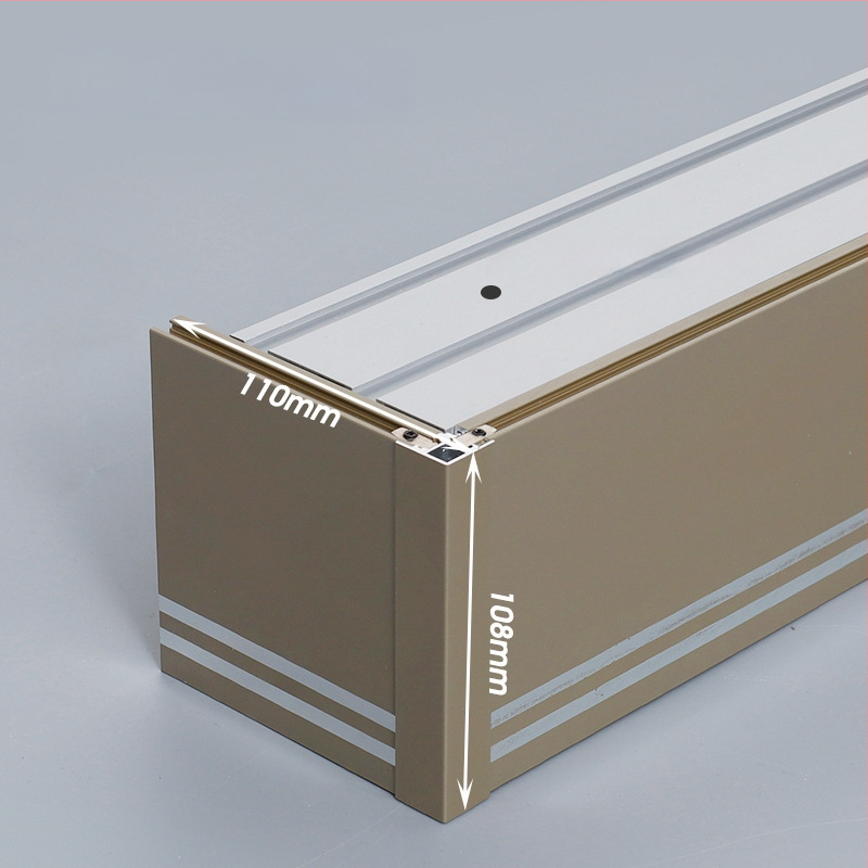 Kutija za zavjese s integriranom tračnicom, aluminijska legura, prilagodljiva, montaža na vrhu i sa strane, tiha, moderni minimalistički stil