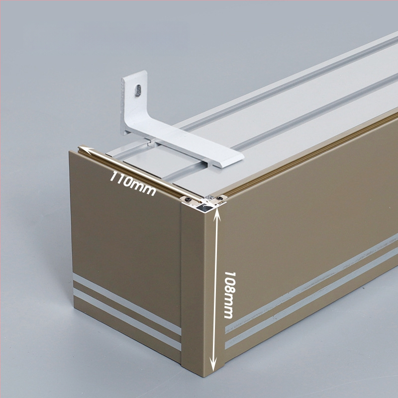 Kutija za zavjese s integriranom tračnicom, aluminijska legura, prilagodljiva, montaža na vrhu i sa strane, tiha, moderni minimalistički stil