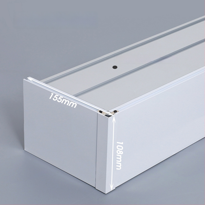 Kutija za zavjese s integriranom tračnicom, aluminijska legura, prilagodljiva, montaža na vrhu i sa strane, tiha, moderni minimalistički stil