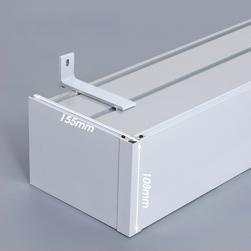 Kutija za zavjese s integriranom tračnicom, aluminijska legura, prilagodljiva, montaža na vrhu i sa strane, tiha, moderni minimalistički stil