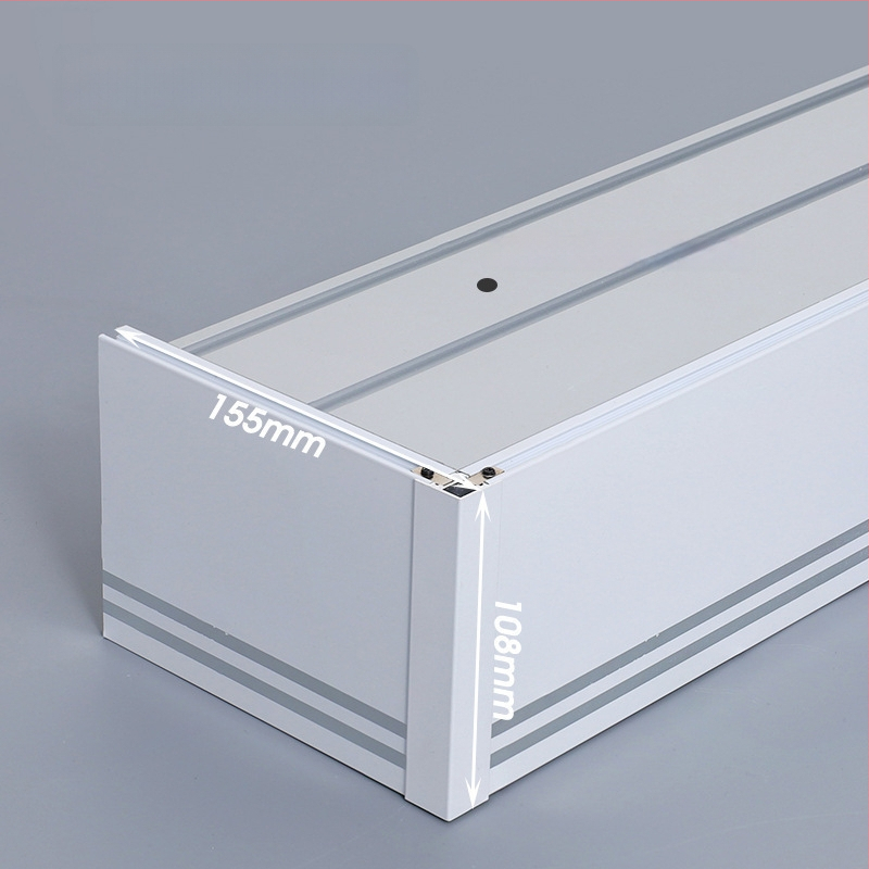 Kutija za zavjese s integriranom tračnicom, aluminijska legura, prilagodljiva, montaža na vrhu i sa strane, tiha, moderni minimalistički stil