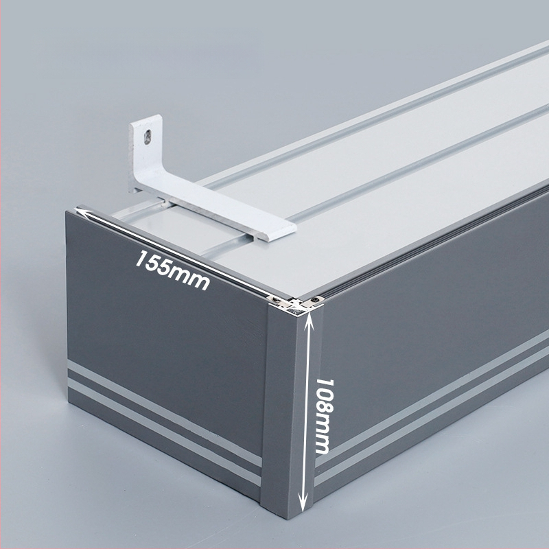 Kutija za zavjese s integriranom tračnicom, aluminijska legura, prilagodljiva, montaža na vrhu i sa strane, tiha, moderni minimalistički stil