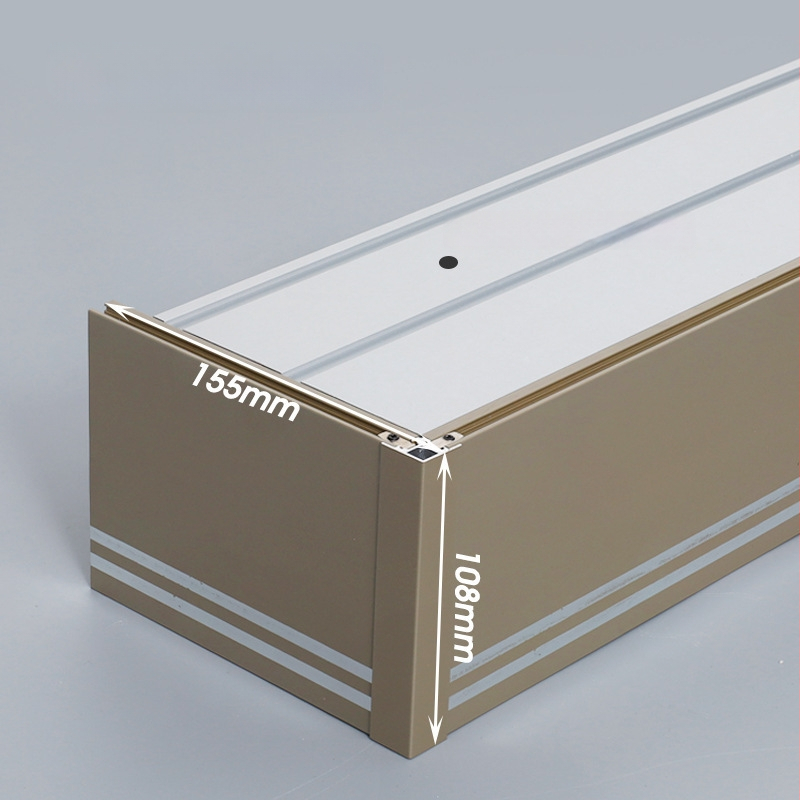 Kutija za zavjese s integriranom tračnicom, aluminijska legura, prilagodljiva, montaža na vrhu i sa strane, tiha, moderni minimalistički stil