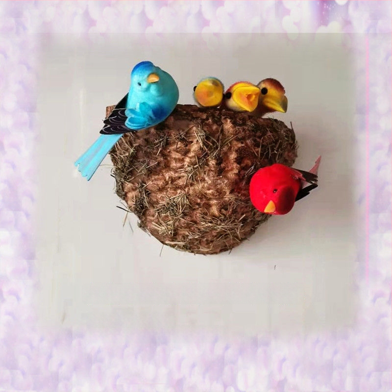 Sieninis dekoras su paukščio lizdu iš putplasčio, Viduržemio jūros stilius, namų puošmena, pritaikoma užsakymui