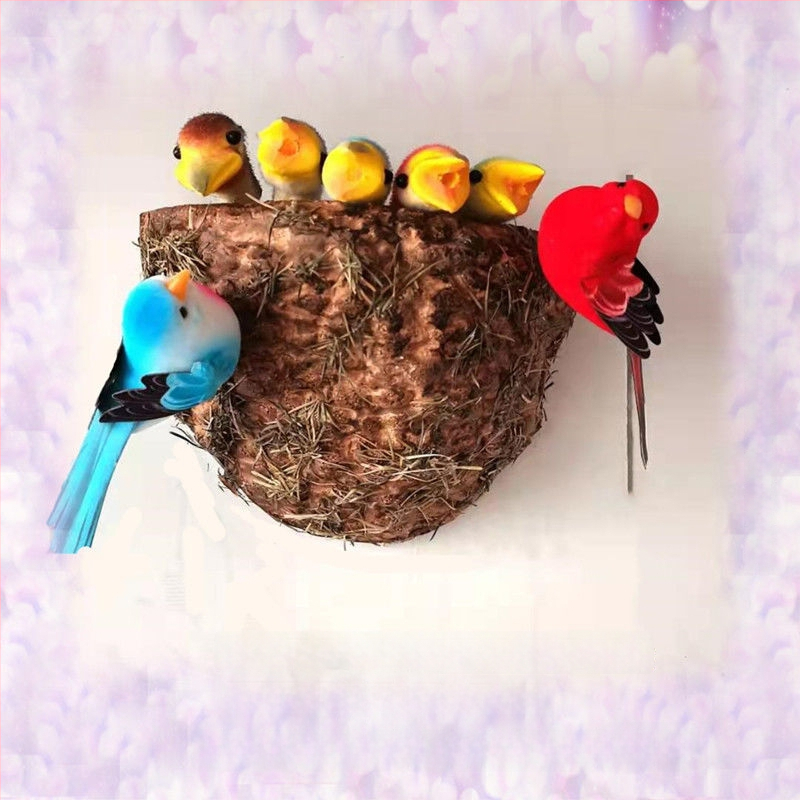 Sieninis dekoras su paukščio lizdu iš putplasčio, Viduržemio jūros stilius, namų puošmena, pritaikoma užsakymui