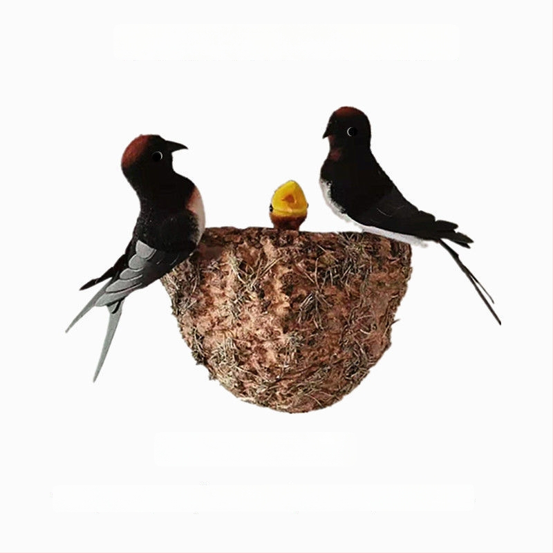 Sieninis dekoras su paukščio lizdu iš putplasčio, Viduržemio jūros stilius, namų puošmena, pritaikoma užsakymui