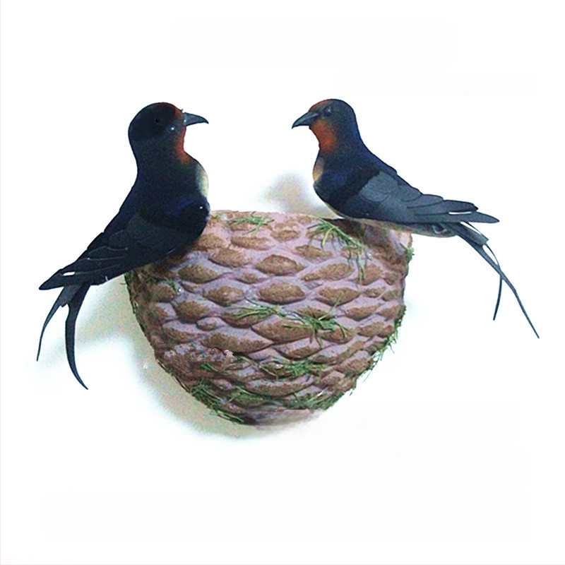 Sieninis dekoras su paukščio lizdu iš putplasčio, Viduržemio jūros stilius, namų puošmena, pritaikoma užsakymui