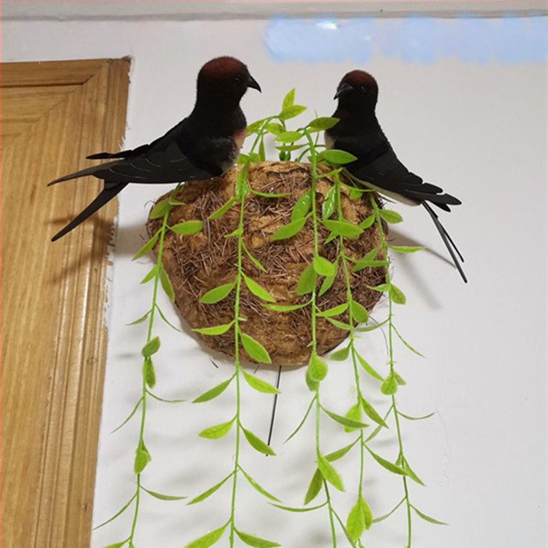 Sieninis dekoras su paukščio lizdu iš putplasčio, Viduržemio jūros stilius, namų puošmena, pritaikoma užsakymui