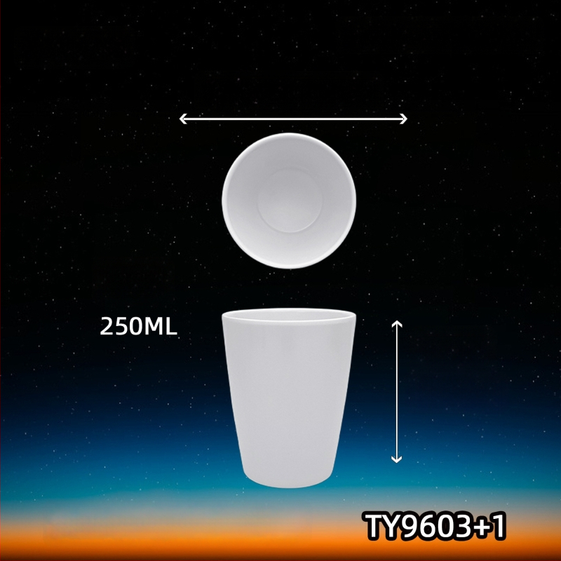 Melamiinist portselanilaadse välimusega kruus, isoleeriv, silindriline, ühekihiline, kohandatav