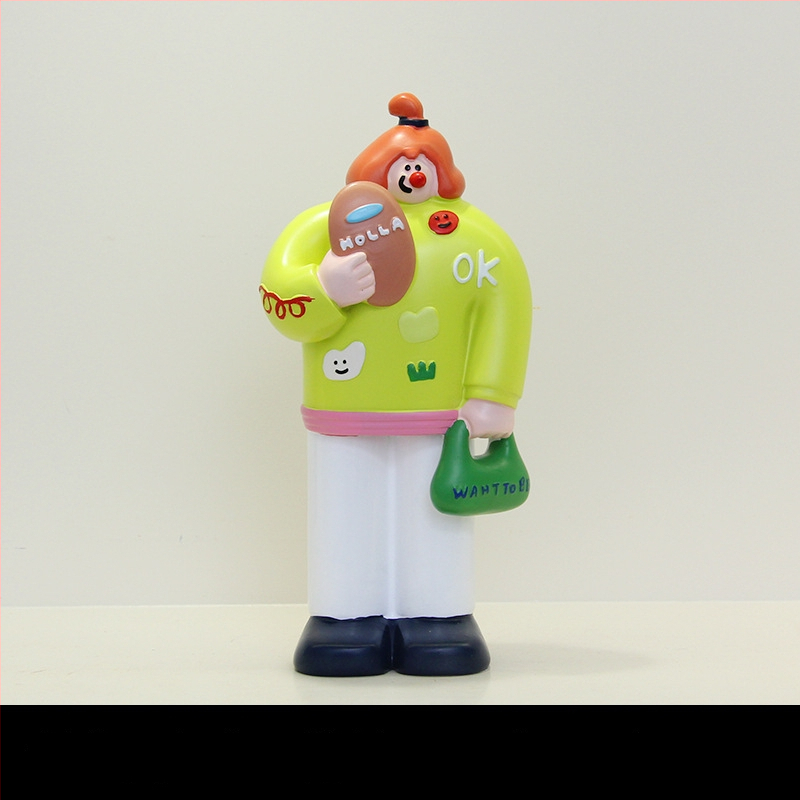 Διακοσμητική φιγούρα από ρητίνη για διακόσμηση αρτοποιείου και καφέ - Bread Man χαρακτήρας, μοντέρνο μινιμαλιστικό στυλ, ιδανικό δώρο έναρξης επιχείρησης