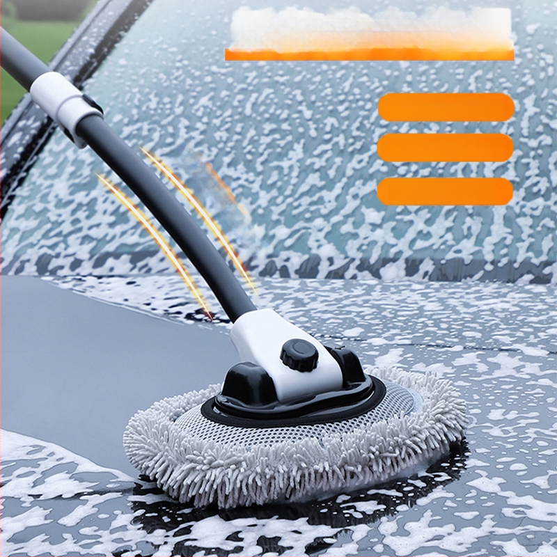 Mop de spălat maşinii cu tijă curbată din aliaj de aluminiu şi cap Chenille, 430 g, Personalizare disponibilă, Nu zgârie vopseaua maşinii