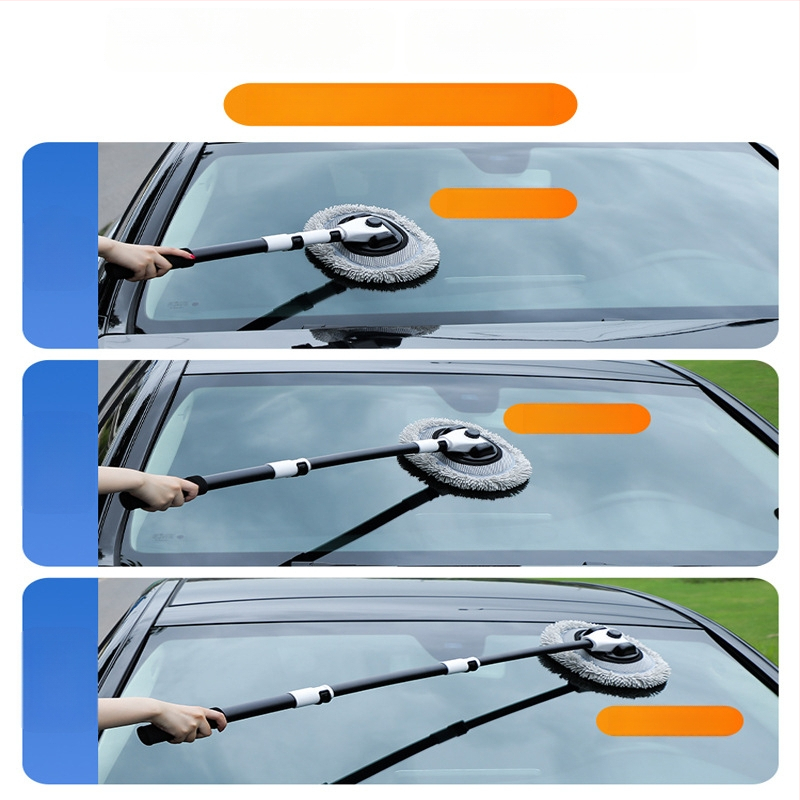 Mop de spălat maşinii cu tijă curbată din aliaj de aluminiu şi cap Chenille, 430 g, Personalizare disponibilă, Nu zgârie vopseaua maşinii