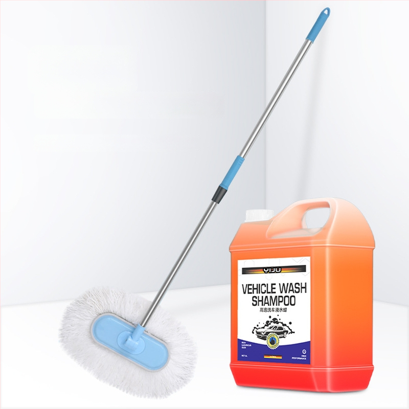 Mop de spălat maşinii cu tijă curbată din aliaj de aluminiu şi cap Chenille, 430 g, Personalizare disponibilă, Nu zgârie vopseaua maşinii