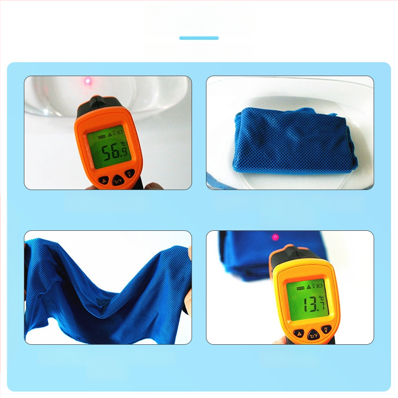 Logóval ellátott sportos hűtőtörölköző — 80% poliészter + 20% poliamid, 155 g, nedvszívó és gyorsan száradó, vízfelvétel 0–5 s, logó nyomtatás elérhető