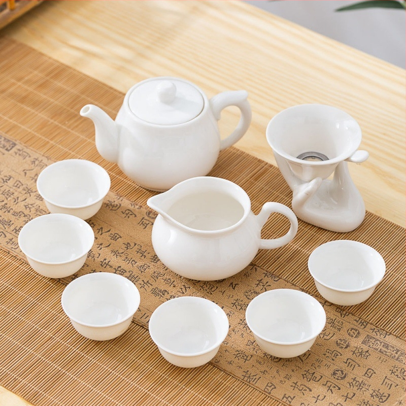 Σετ Gongfu τσαγιού από πορσελάνη-νεφρίτης – Chaoshan στιλ, πλήρες με τσαγιέρα, μπολ με καπάκι και φλιτζάνια, χωρίς δίσκο, φινίρισμα Lopo γλασούρας