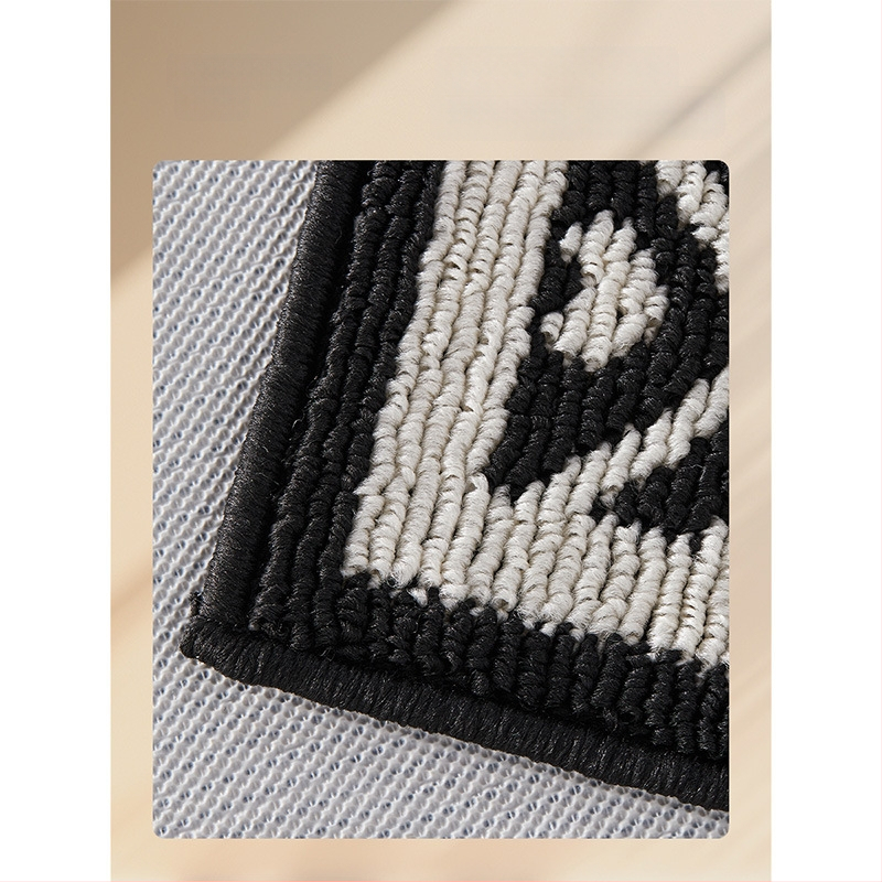 Входна подложка за врата - американски ретро геометричен квадратен модел, полипропилен, машино пране