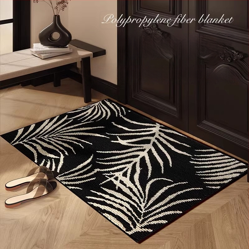 Входна подложка за врата - американски ретро геометричен квадратен модел, полипропилен, машино пране